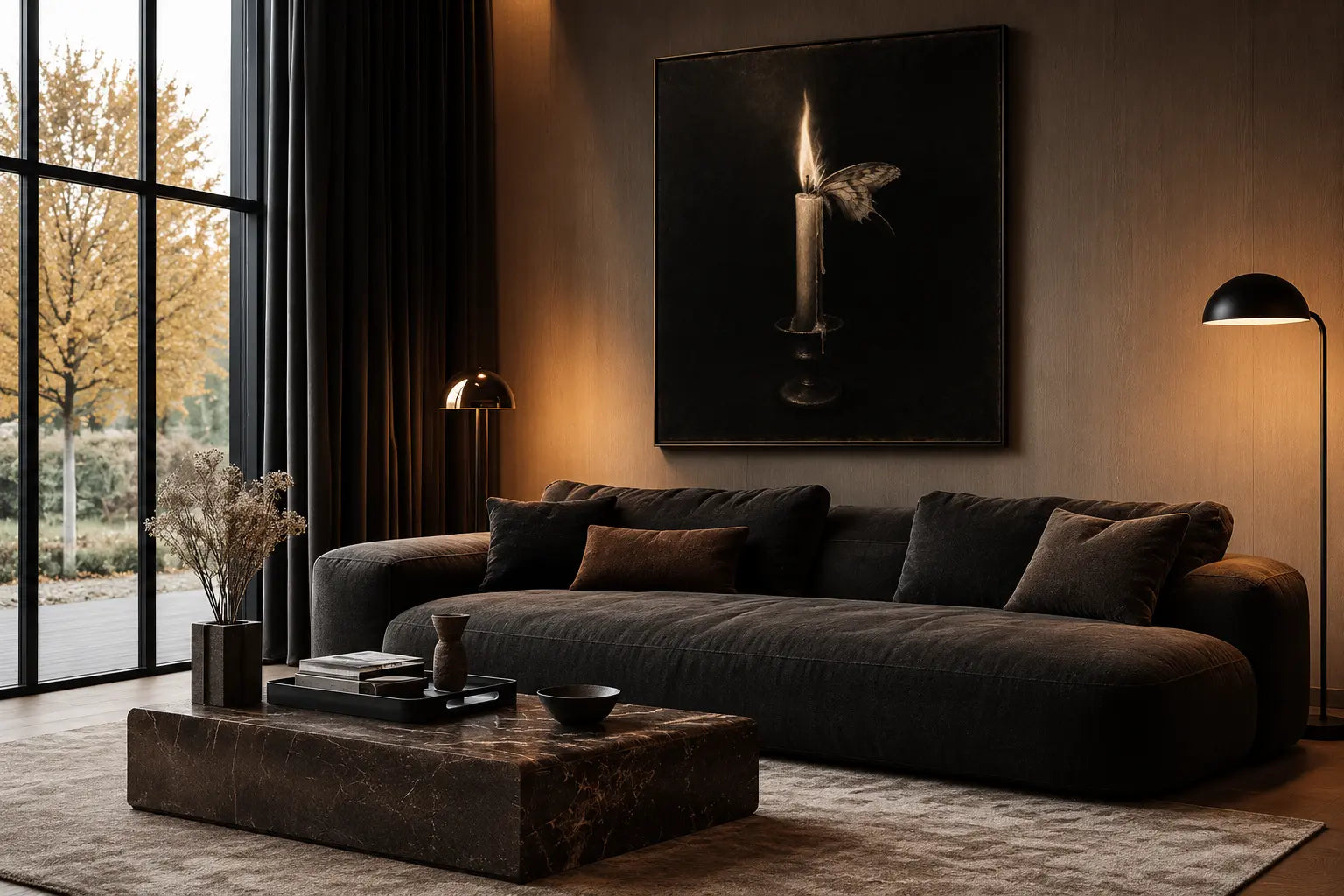 How to Style Dark Wall Art in a Modern Living Room ?