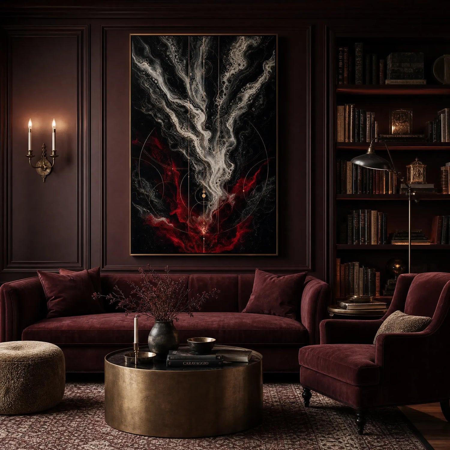 Crimson Ascension Abstract Oil Painting