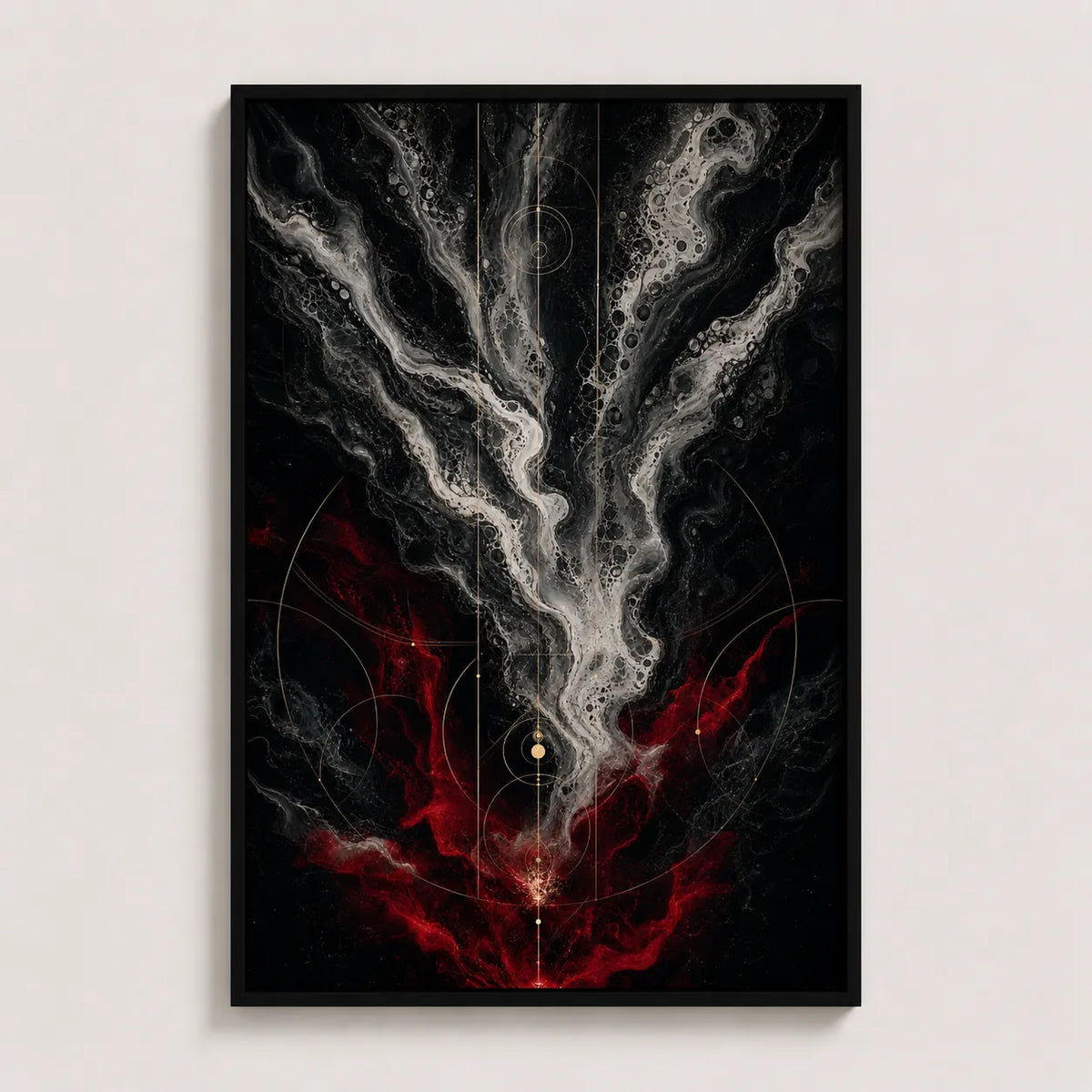 Crimson Ascension Abstract Oil Painting