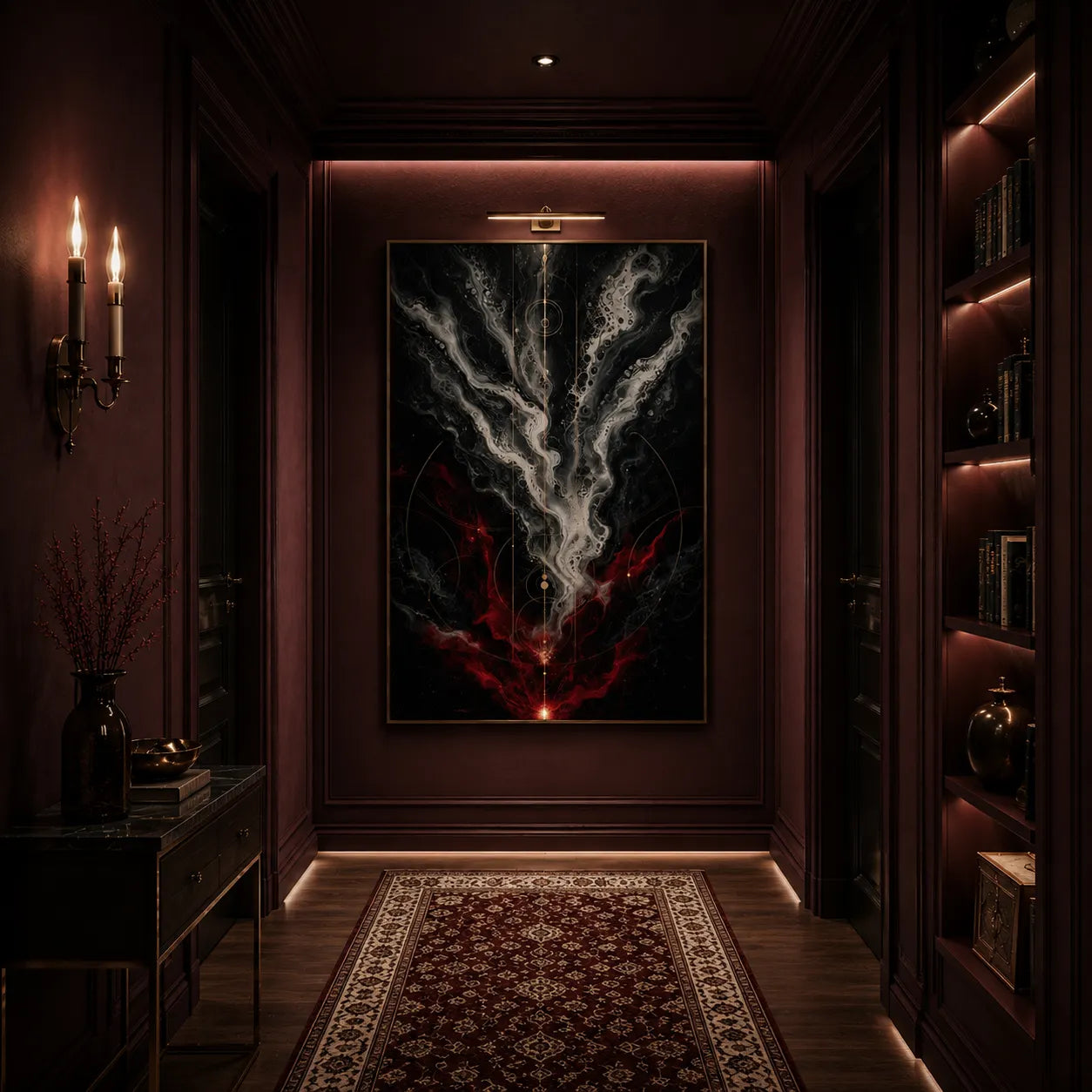 Crimson Ascension Abstract Oil Painting