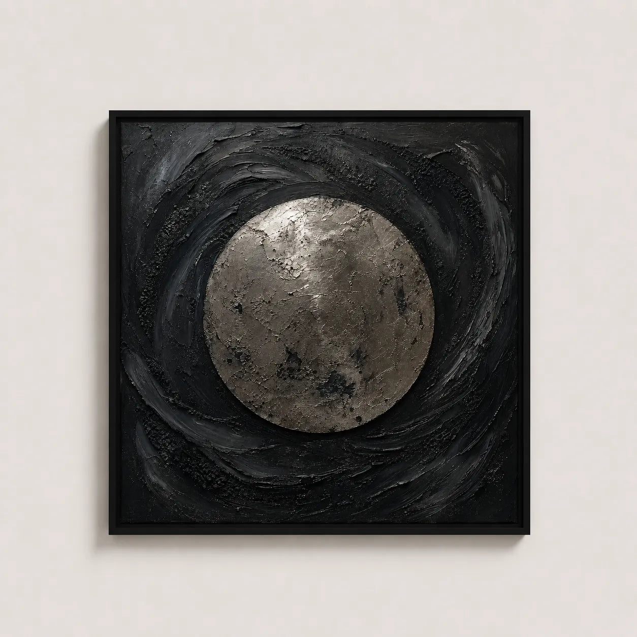 Obsidian Moon Impasto Oil Painting