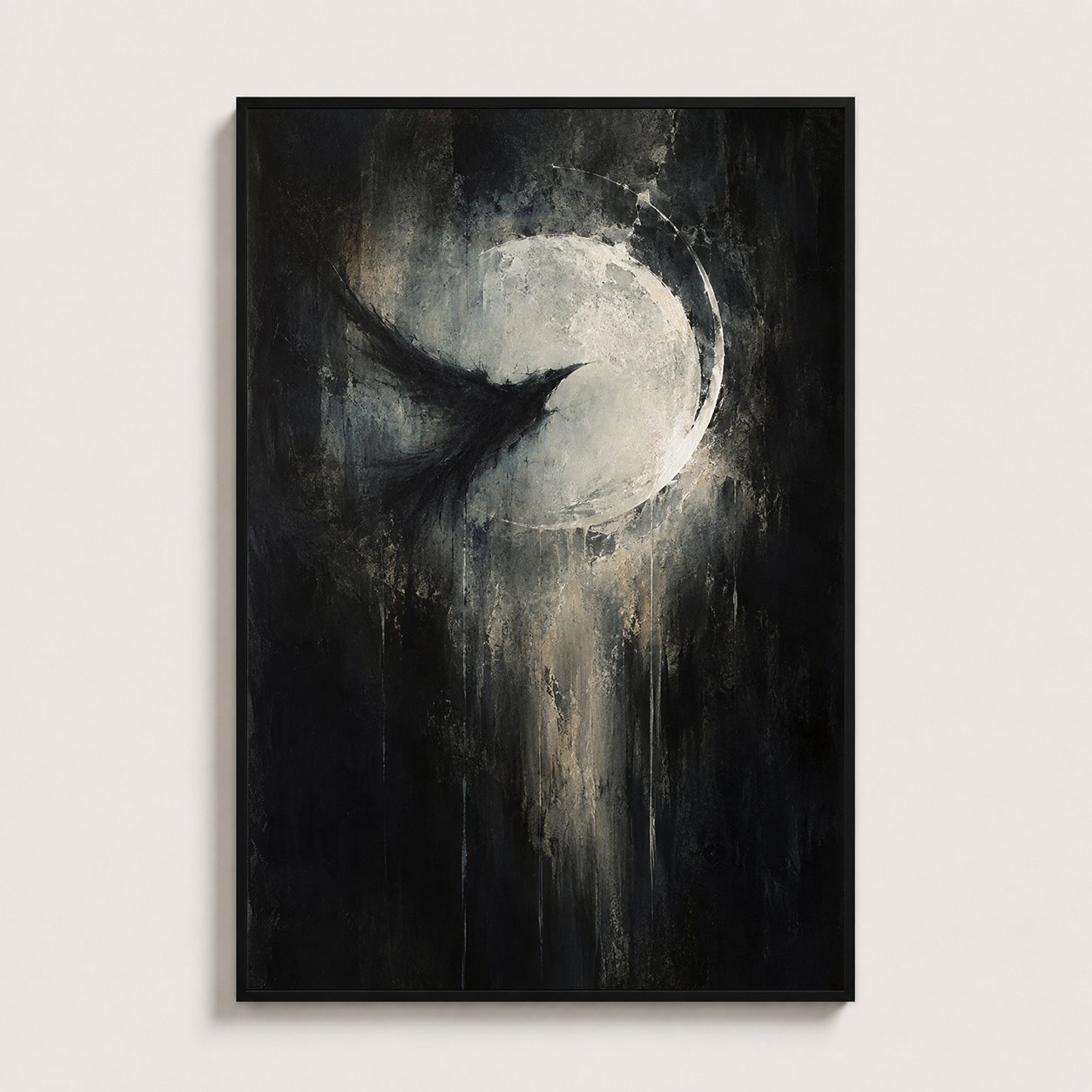 Raven Eclipse Oil Painting