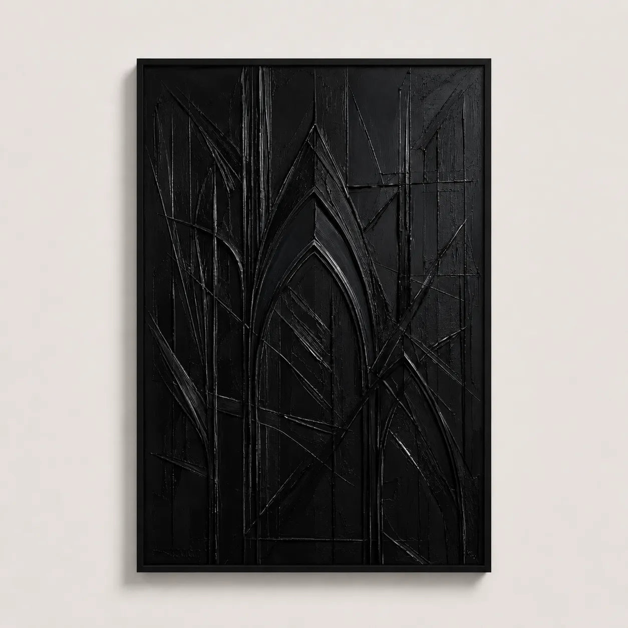 Silent Cathedral Impasto Abstract Painting Nightrelic