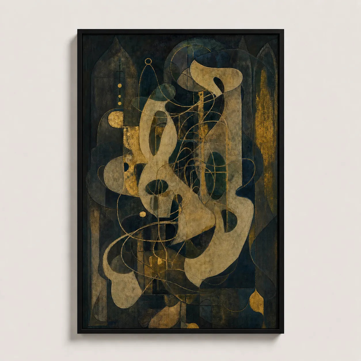 The Hidden Script Abstract Painting Nightrelic